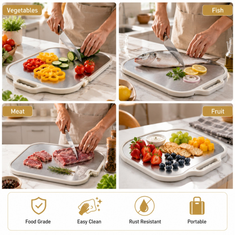Essential Shield Chopping Board Designed for Everyday Cooking &amp; Kitchen Excellence – Stainless Steel (H-450, W-312 MM)