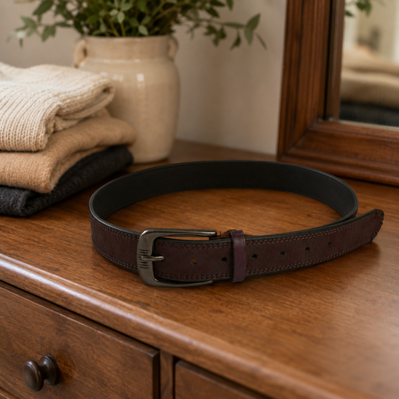 Elegant Brown Men's Leather Belt 