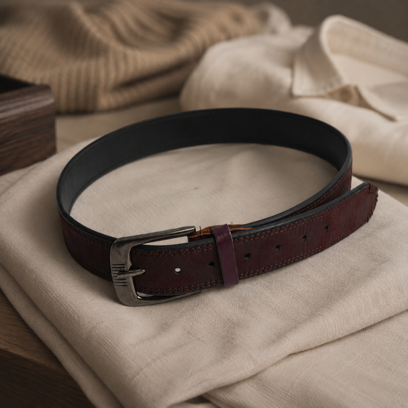 Elegant Brown Men's Leather Belt 