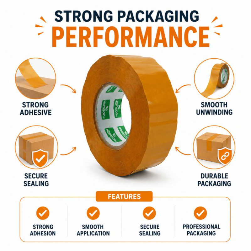 Earth Tone Packing Tape Designed for Sealing &amp; Repair Solutions – Light Brown (D-14.5, W-4.5 cm)