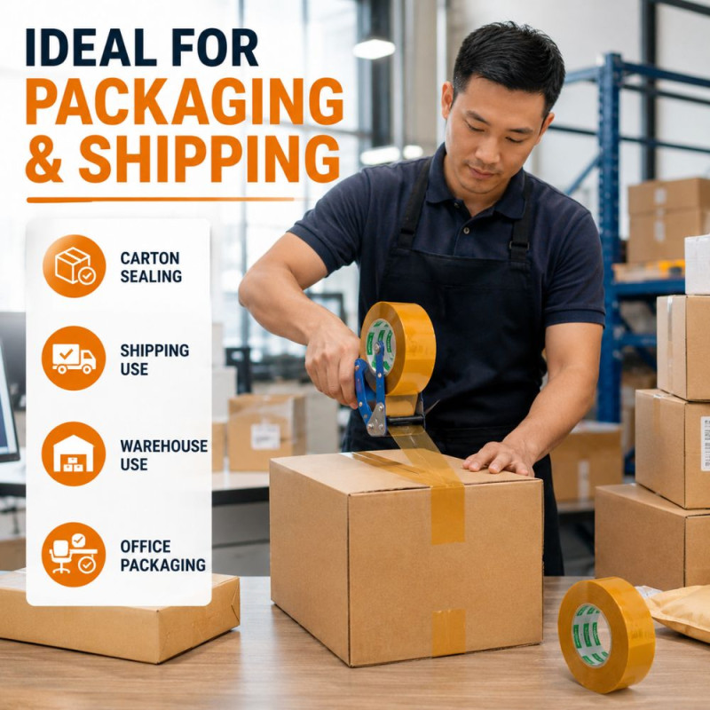 Earth Tone Packing Tape Designed for Sealing &amp; Repair Solutions – Light Brown (D-14.5, W-4.5 cm)