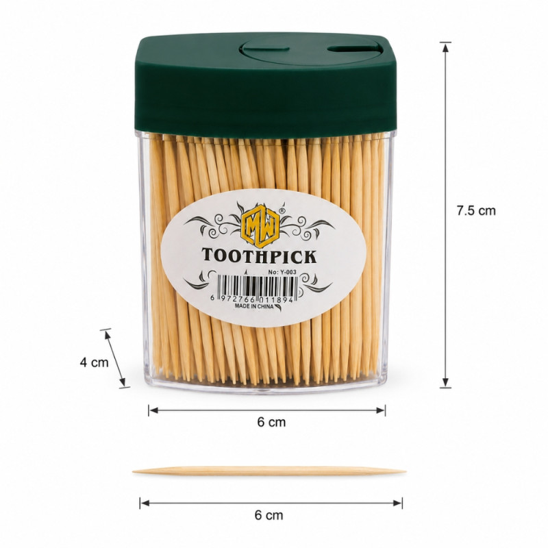 Premium Double-Sided Bamboo Toothpicks | Eco-Friendly & Hygienic Dispenser