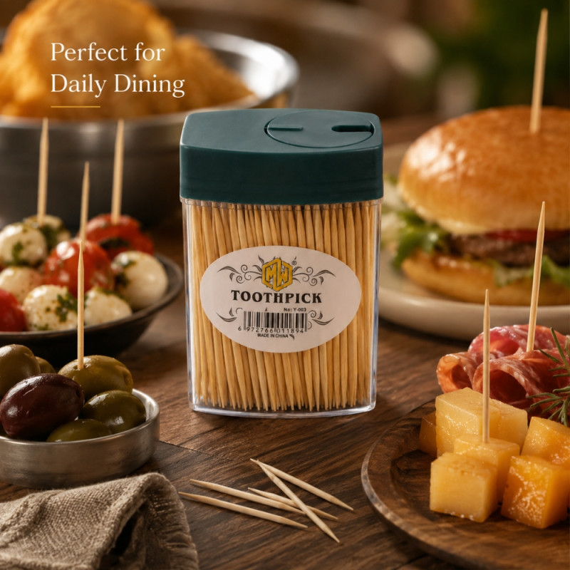 Premium Double-Sided Bamboo Toothpicks | Eco-Friendly & Hygienic Dispenser