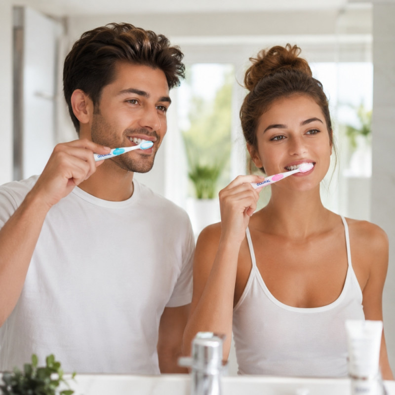 Zen model soft twin pack toothbrush featuring ultra-fine bristles and a designed handle for professional oral care – Cyan & Light Pink (18.5cm)