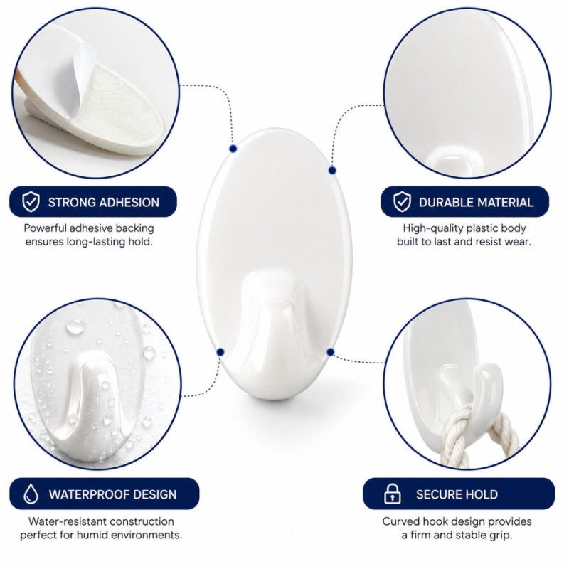 Quality Hook – White Premium Quality (5.5 x 3cm)