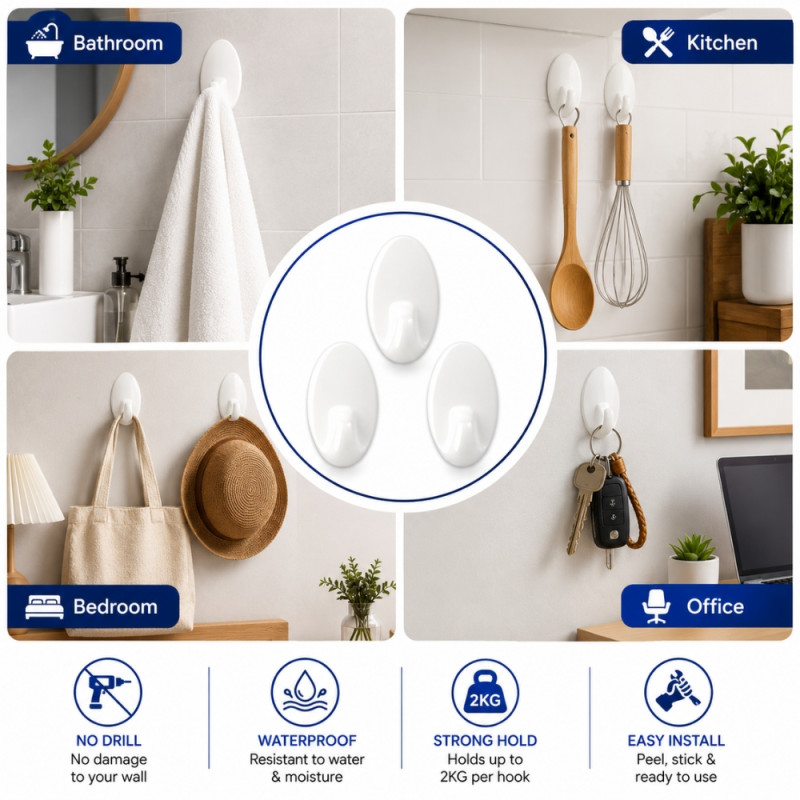 Quality Hook – White Premium Quality (5.5 x 3cm)