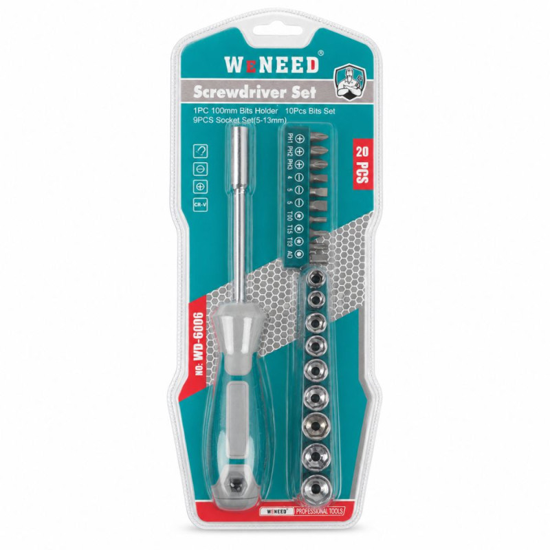 Prime Gleam Screwdriver Set Designed for DIY Projects &amp; Professional Work – Teal (H-28, W-11 cm)