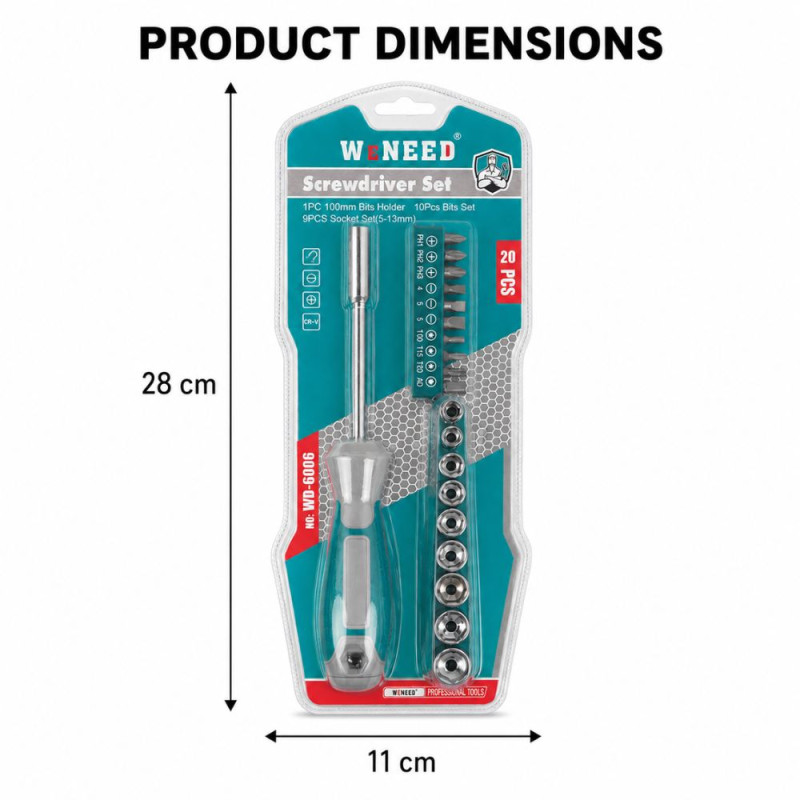 Prime Gleam Screwdriver Set Designed for DIY Projects &amp; Professional Work – Teal (H-28, W-11 cm)