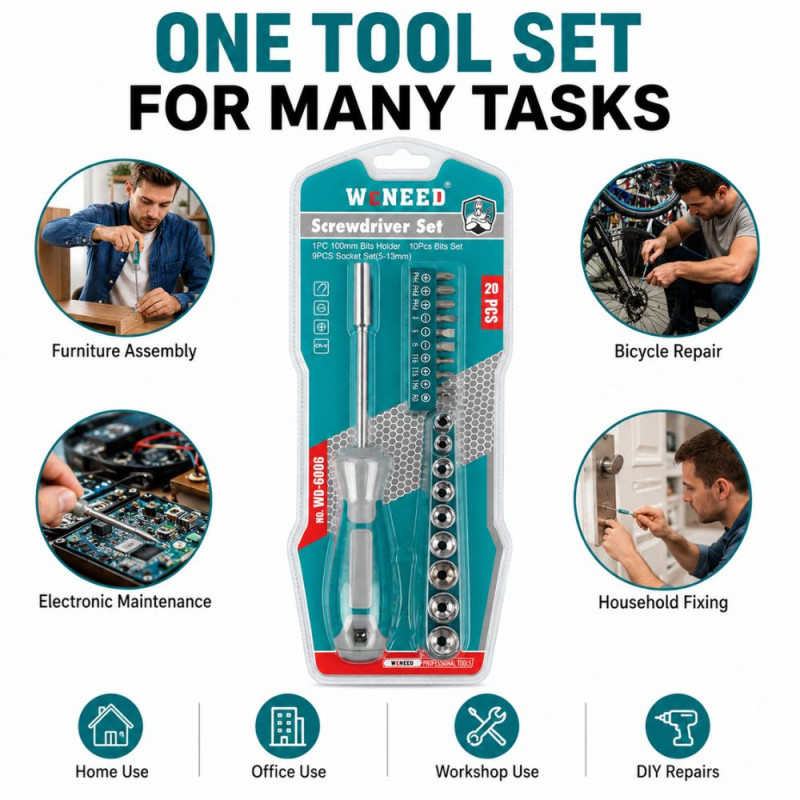 Prime Gleam Screwdriver Set Designed for DIY Projects &amp; Professional Work – Teal (H-28, W-11 cm)