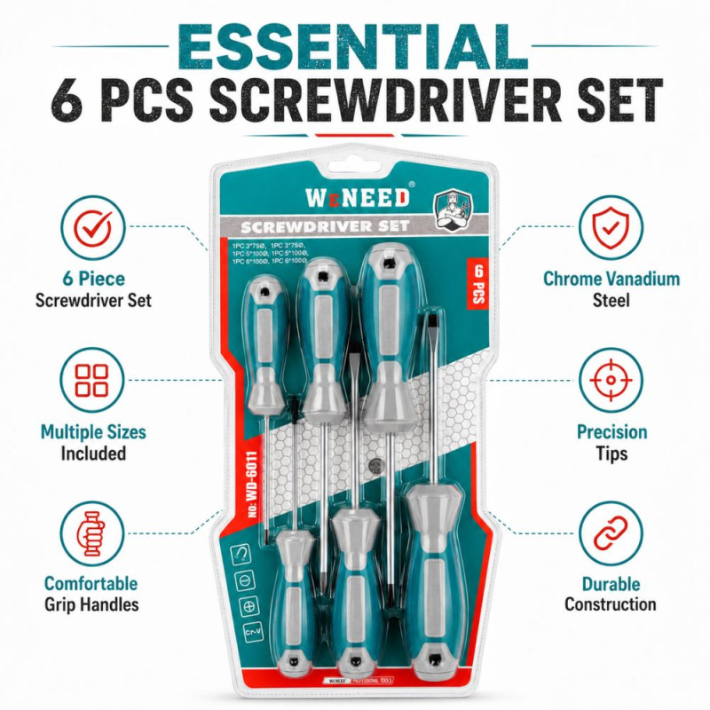Ultra Spark Screwdriver Set Designed for DIY Projects &amp; Professional Work – Teal (H-16, H-19, H-21, H-15, H-20, H-21 CM)