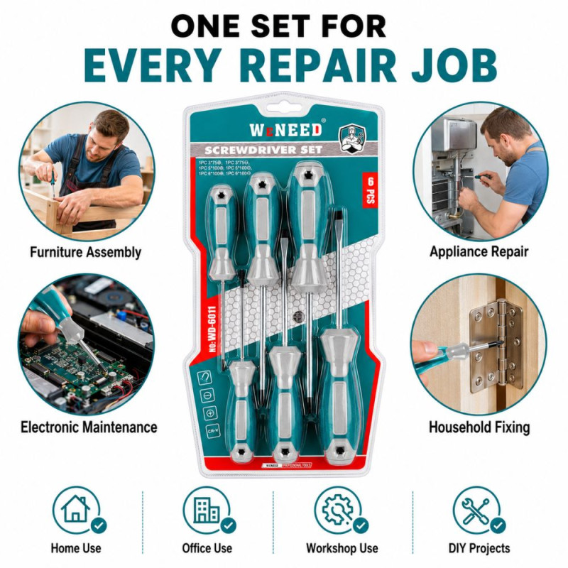 Ultra Spark Screwdriver Set Designed for DIY Projects &amp; Professional Work – Teal (H-16, H-19, H-21, H-15, H-20, H-21 CM)