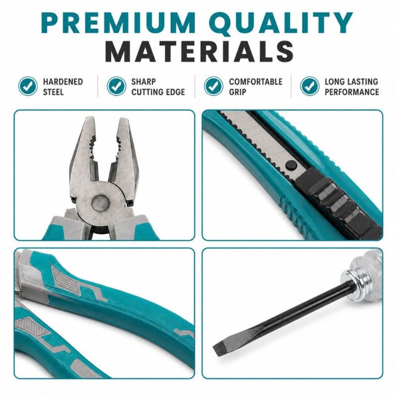 Supreme Charm Tool Set Designed for DIY Projects &amp; Professional Work – Teal (H-16, H-15, H-19 CM)