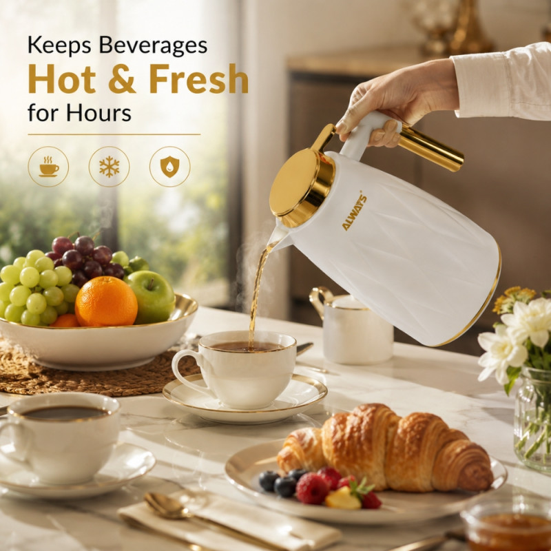 Expert Build Vacuum Flask Designed for Temperature Retention &amp; On-the-Go – White (H-26)