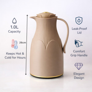 Sahara Style Vacuum Flask Designed for Temperature Retention &amp; On-the-Go – Tan (H-26 CM)