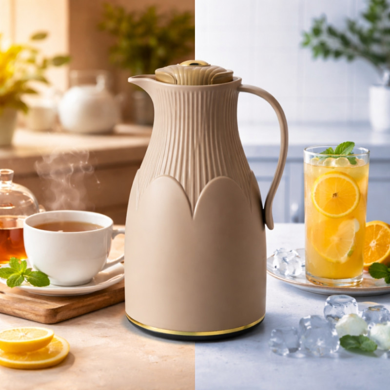 Sahara Style Vacuum Flask Designed for Temperature Retention &amp; On-the-Go – Tan (H-26 CM)