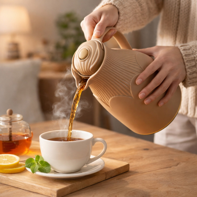 Sahara Style Vacuum Flask Designed for Temperature Retention &amp; On-the-Go – Tan (H-26 CM)