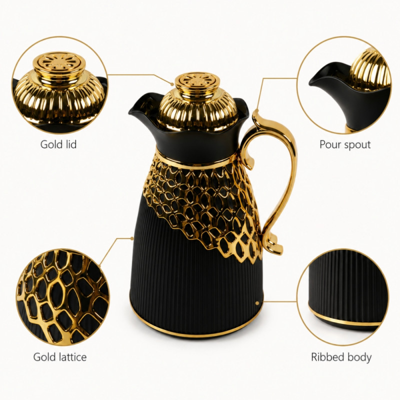 Lustrous Class Vacuum Flask Designed for Temperature Retention &amp; On-the-Go – Black (H-27 CM)