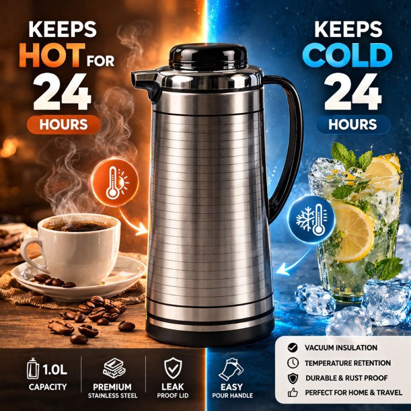 Superior Vacuum Flask – Silver Premium Quality (35cm)