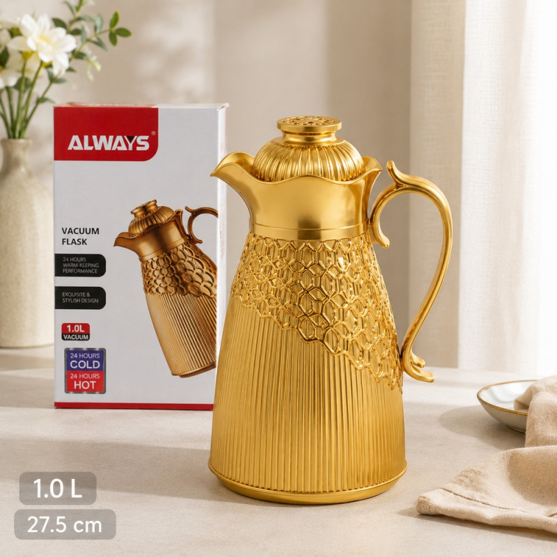 Deluxe Make Vacuum Flask Designed for Temperature Retention &amp; On-the-Go – Gold (H-27.5)