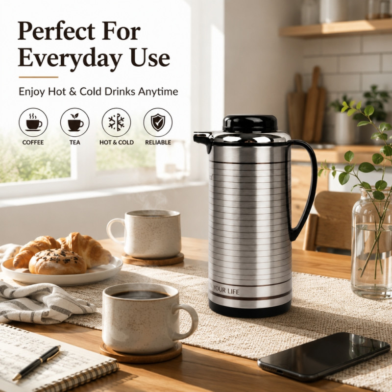 Deluxe Vacuum Flask – Silver Premium Quality (30cm)
