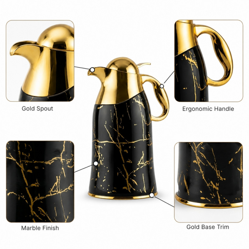 Signature Glow Vacuum Flask Designed for Temperature Retention &amp; On-the-Go – Black (H-28 CM)