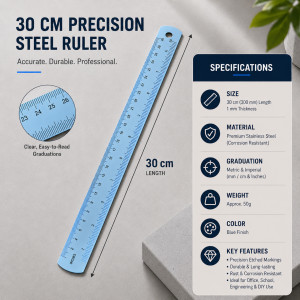 Elite Flow Ruler Designed for Creative Expression & Office Use – Light Blue (L-30, T-1 CM) Elite Flow Ruler Designed for Creative Expression & Office Use – Light Blue (L-30, T-1 CM)