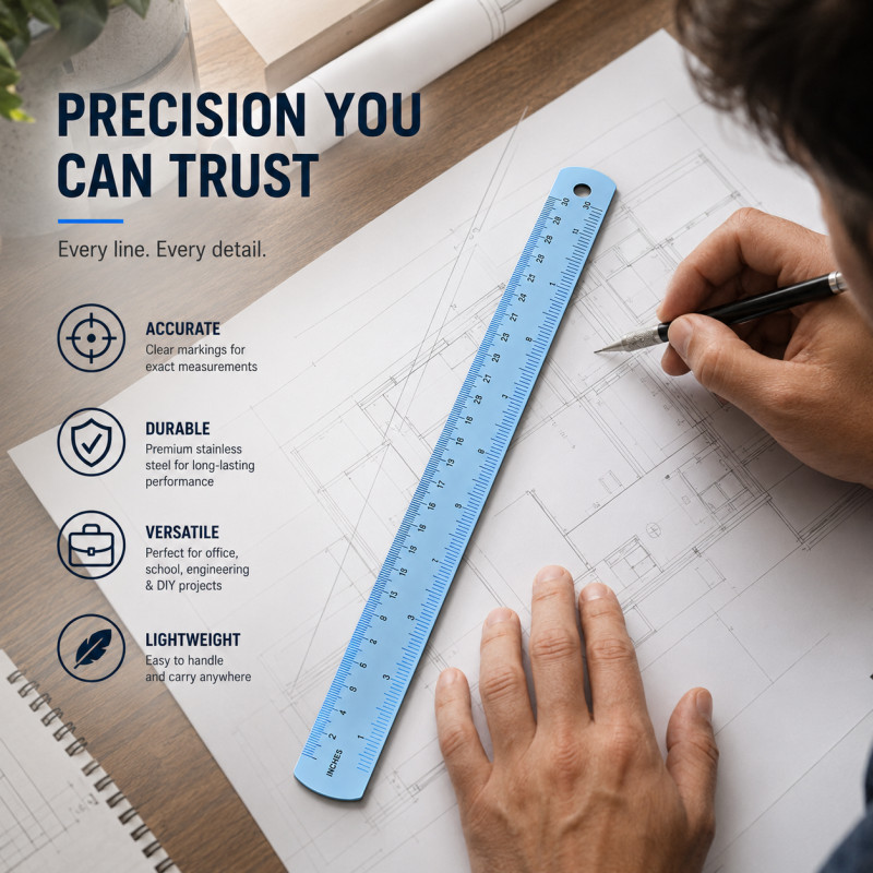 Elite Flow Ruler Designed for Creative Expression &amp; Office Use – Light Blue (L-30, T-1 CM)