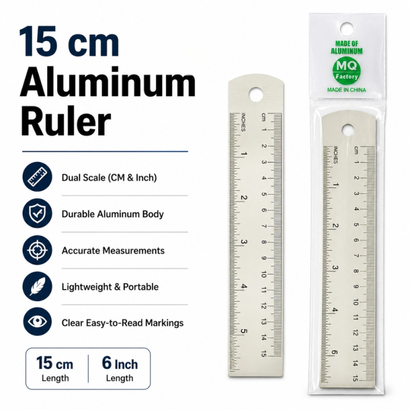 Pro Glow Ruler Designed for Creative Expression &amp; Office Use – Silver (W-2.5, L-15 CM)