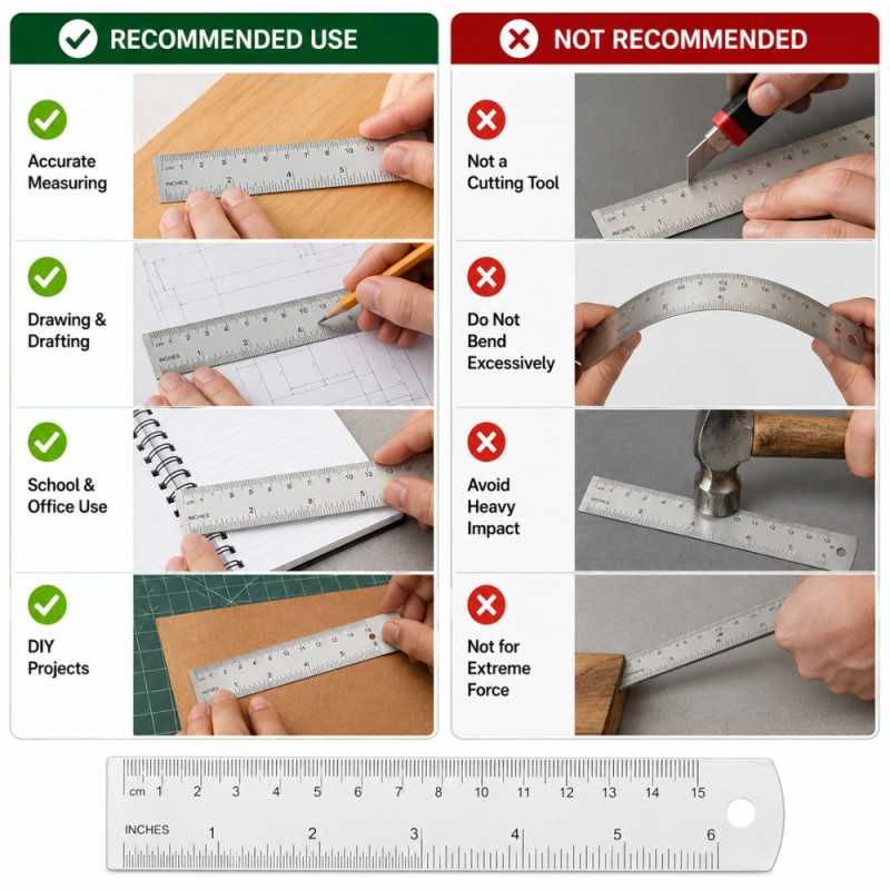 Pro Glow Ruler Designed for Creative Expression &amp; Office Use – Silver (W-2.5, L-15 CM)