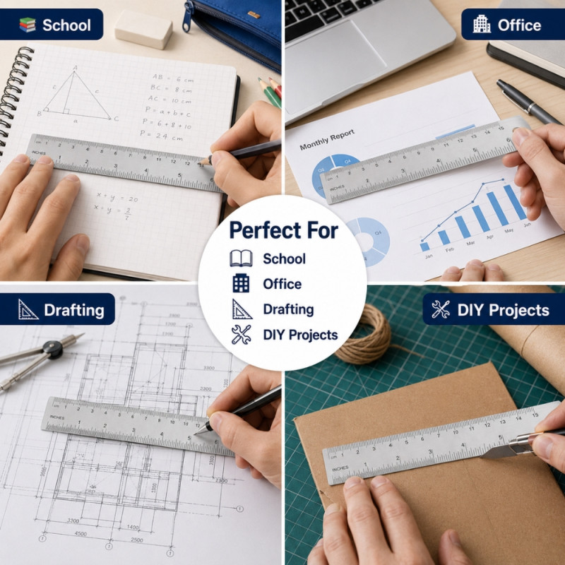 Pro Glow Ruler Designed for Creative Expression &amp; Office Use – Silver (W-2.5, L-15 CM)