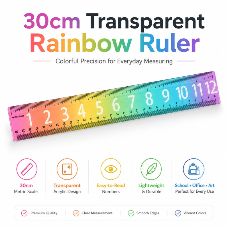 38cm Transparent Rainbow Ruler
