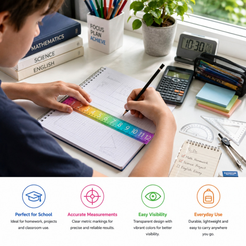 38cm Transparent Rainbow Ruler