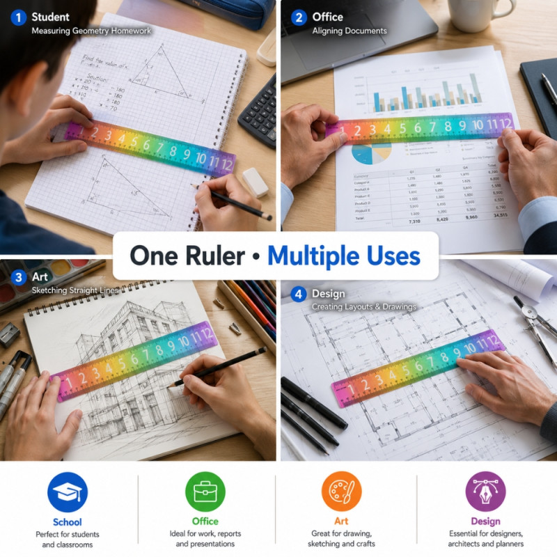 38cm Transparent Rainbow Ruler