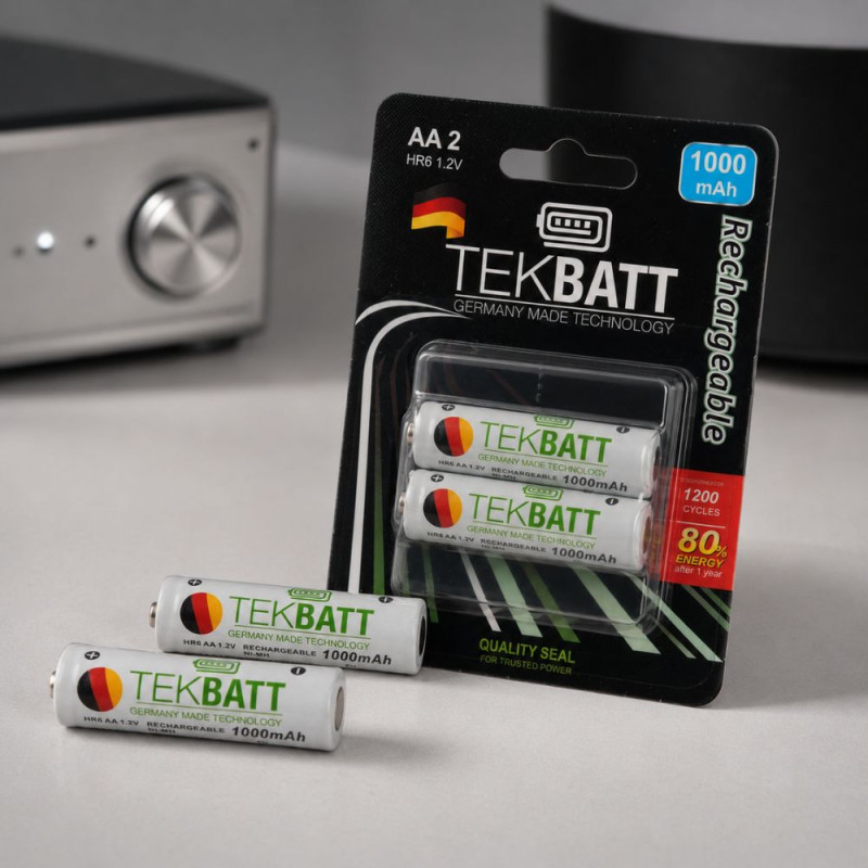 TEKBATT AA Rechargeable Batteries (L-5 cm) – White