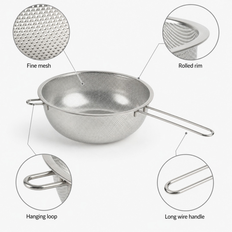 Steel Mesh Strainer with Handle