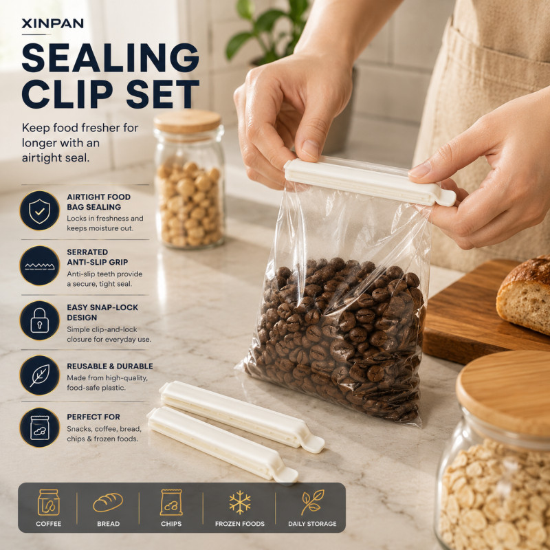 Fine Design Sealing Clip Designed for Smart Storage &amp; Organization – White (H-11.8, W-1.4, L-1.3 CM)