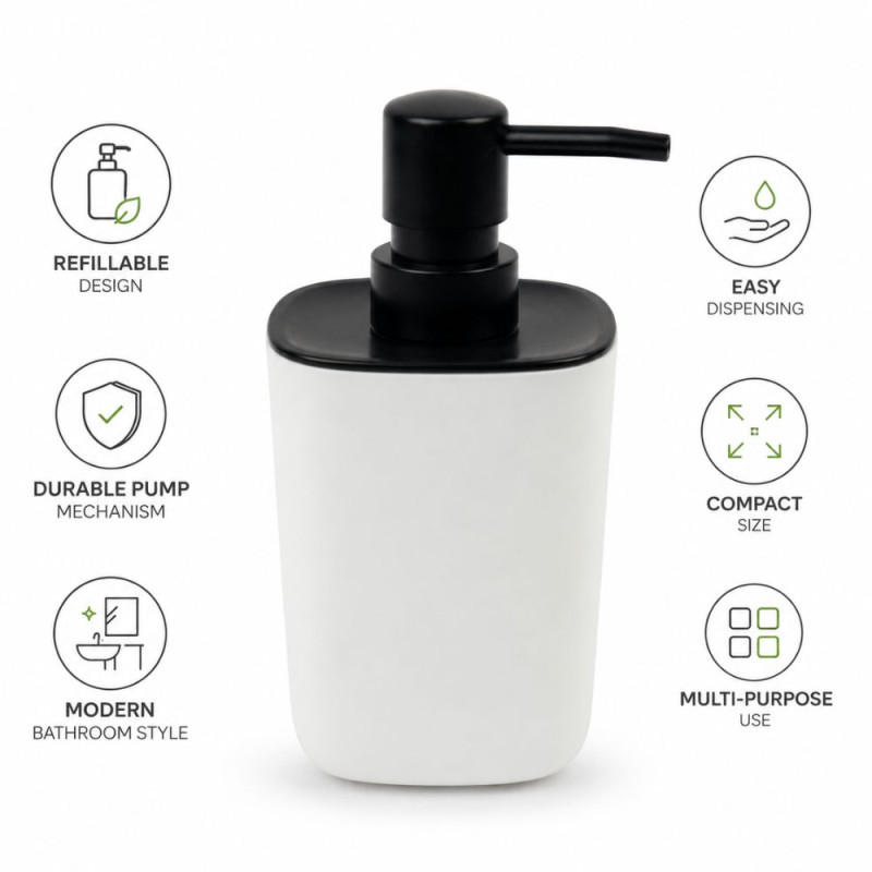 Classic Soap Despensar P – White Black Premium Quality (16 x 7.5 cm)