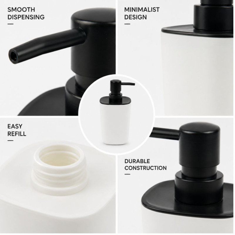 Classic Soap Despensar P – White Black Premium Quality (16 x 7.5 cm)