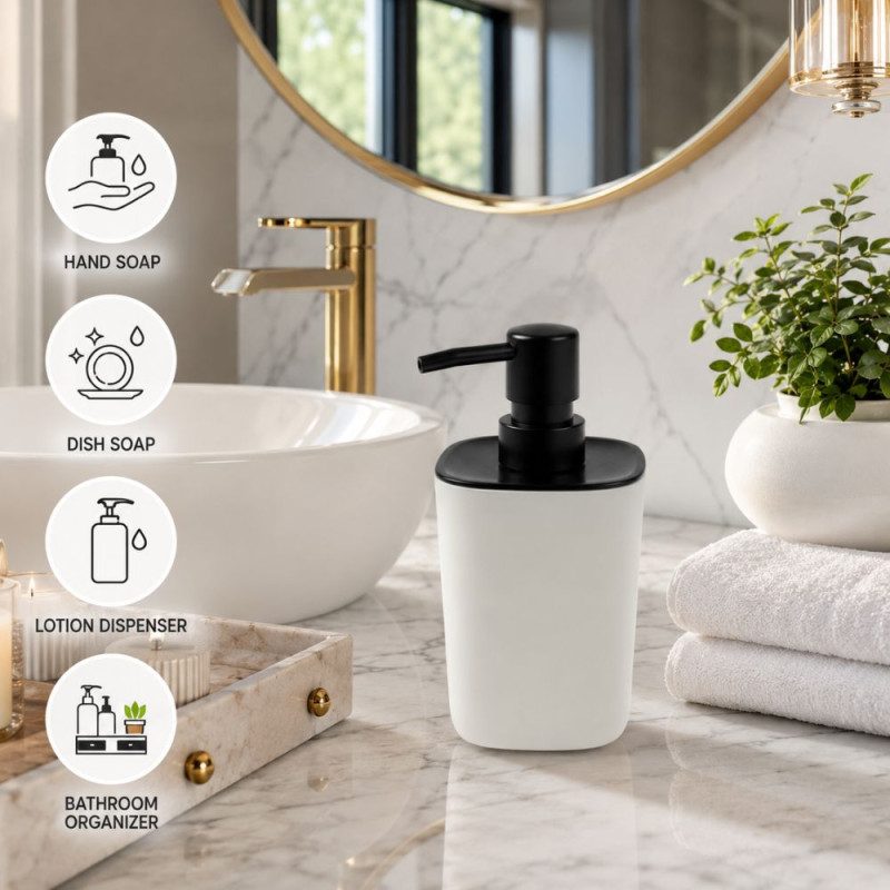 Classic Soap Despensar P – White Black Premium Quality (16 x 7.5 cm)