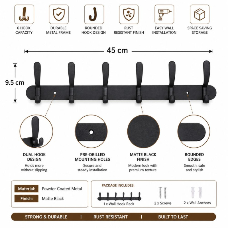 Superior Hook – Black Premium Quality (9.5x45cm)