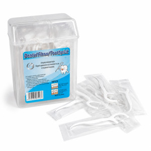 Professional Grade Dental Floss Picks | 50-Piece Set with Transparent Storage | 10x7.5cm White