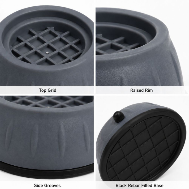 Washer Leveling Feet (3.5 x 8 cm) – Grey Black