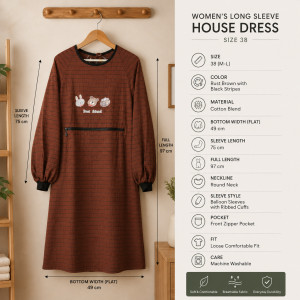 Natural Fiber Kitchen Apron Designed for Everyday Cooking &amp; Kitchen Excellence – Brown (H-97, W-49, L-75 CM)