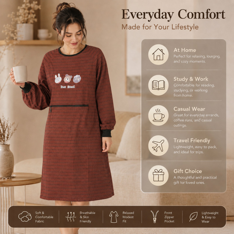 Natural Fiber Kitchen Apron Designed for Everyday Cooking &amp; Kitchen Excellence – Brown (H-97, W-49, L-75 CM)