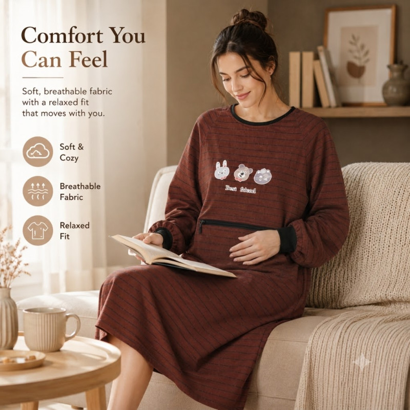 Natural Fiber Kitchen Apron Designed for Everyday Cooking &amp; Kitchen Excellence – Brown (H-97, W-49, L-75 CM)