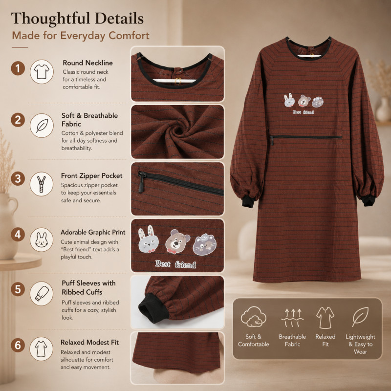 Natural Fiber Kitchen Apron Designed for Everyday Cooking &amp; Kitchen Excellence – Brown (H-97, W-49, L-75 CM)