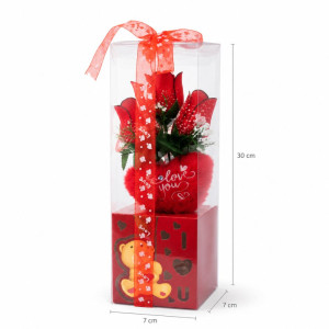 Love Gift Box with Flowers – Red