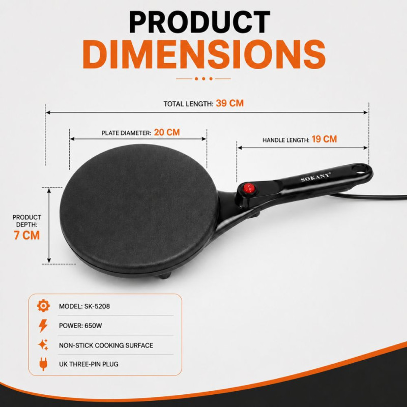 Electric Griddle - Black (39x7cm)