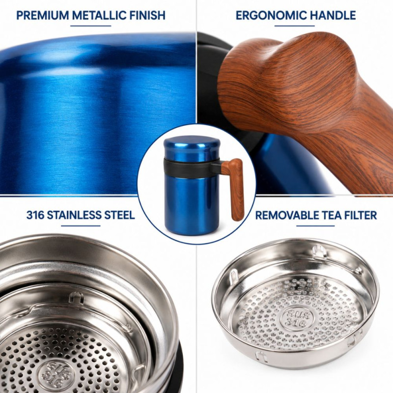 Elegant Vaccum Mug – Blue Premium Quality (16 x 9 cm)