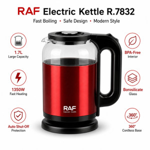 Professional RAF EKettle Glass 17L – Red Premium Quality (24x14cm)